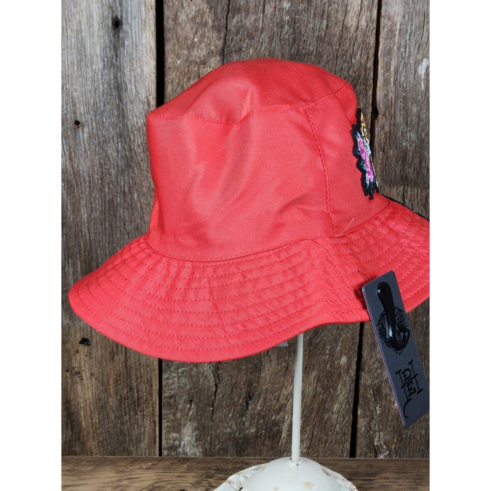 Ed Hardy Bucket Hat Red Patches Y2K - Picture 2 of 4